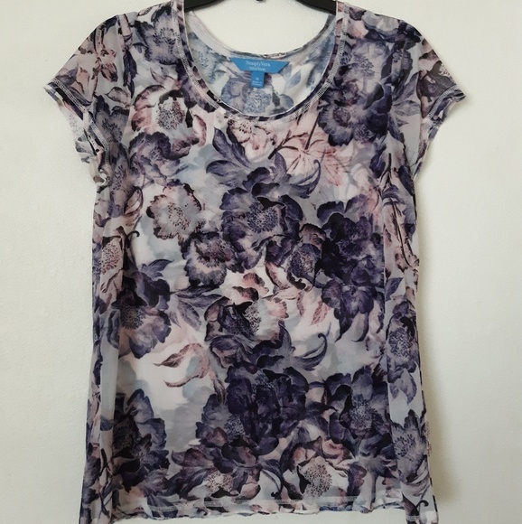 Vera Wang Tops - Vera wang purple floral blouse